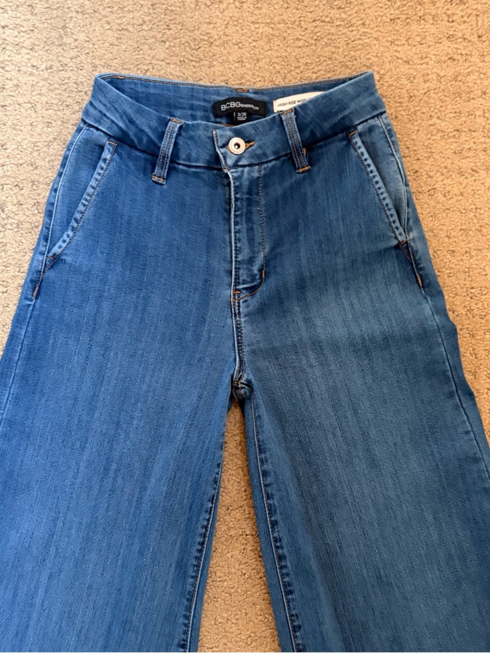 BCBG BCBGeneration Stretch High Rise
Wide Leg Trousers Blue Jeans Size 3 26 - Picture 4 of 5